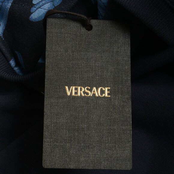 Versace Men's Navy Blue & Blue Barocco Print Cotton Sweatshirt US L IT 52 - Picture 6 of 6